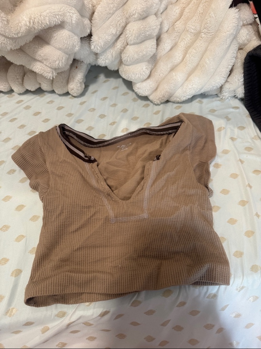 urban outfitters Women’s Ribbed Short Sleeve Top in Brown